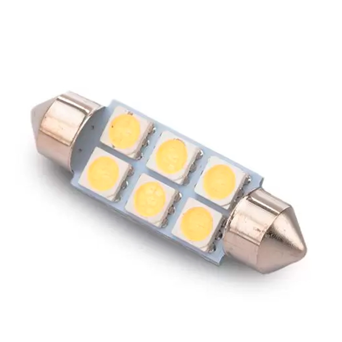 2x 42mm 6-LED SMD5050 Torpedo Bulbs – 6000K Bright White (K3 Style)